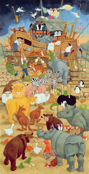 Building Noah's ark (oil on board)
