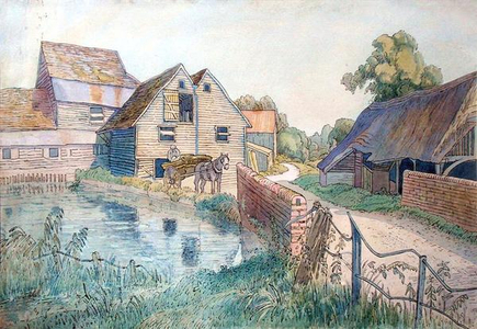 The Old Flour Mill, Ickleford, Hertfordshire, c.1915 (w/c on paper)