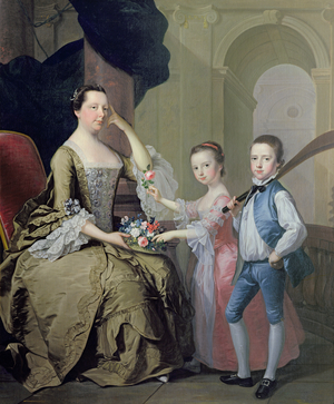 Mrs Matthew Michell and Her Children, Matthew and Anne, 1757–1758 (oil on canvas)