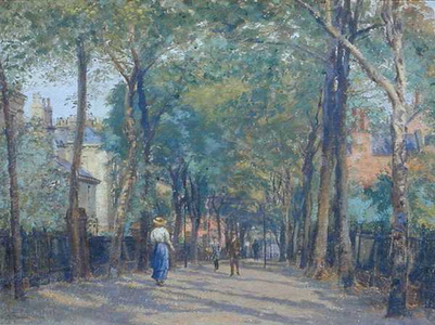 The New Walk, Leicester, 1914 (oil on canvas)