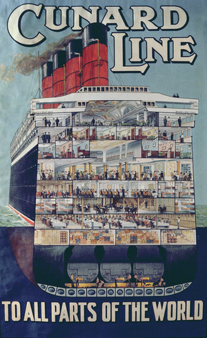 Poster advertising the 'Cunard Line' (colour litho)