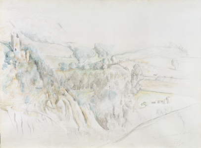 Landscape of Monte Calvello, 1978 (Pencil and watercolor on paper)