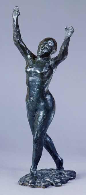 Dancer moving forwards with raised arms, c.1919-20 (bronze)