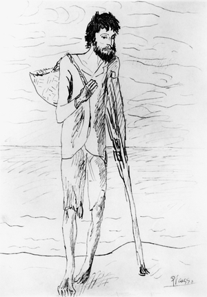 The Beggar, 1904 (pen & ink on paper) (b/w photo)