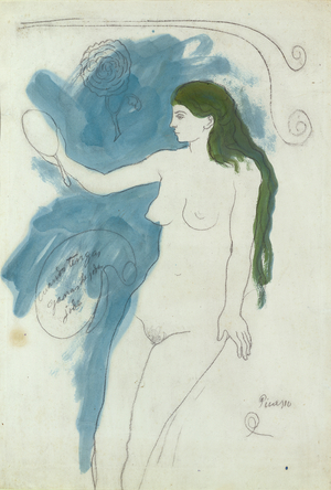 Woman with a Mirror, 1902 (crayon and gouache on paper)