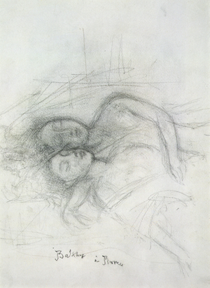 Balthus, Study for “Nude with Cat”, 1948 (Indian ink)