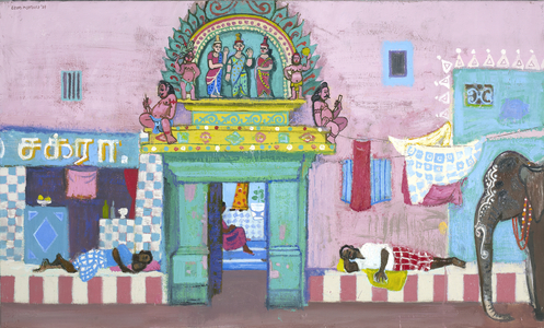 Entrance to a shrine, Chennai (oil on canvas)