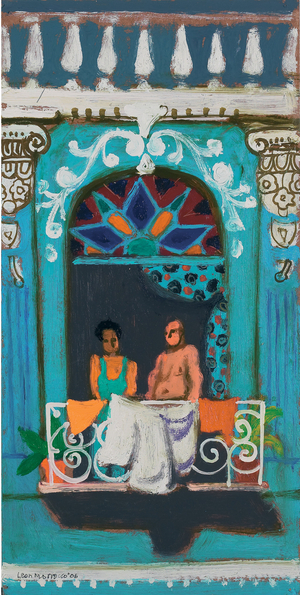 Couple on a Balcony (oil on canvas)