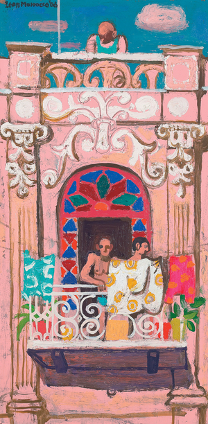 Out on the Balcony (oil on canvas)