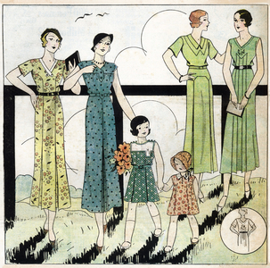 Fashion feminine et enfantine francaise, 1932. In “Le petit echo de la mode”, 1932.