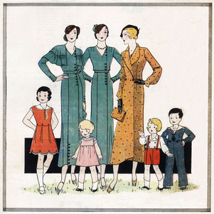Fashion feminine et enfantine francaise, 1932. In “Le petit echo de la mode”, 1932.