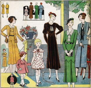 Fashion feminine et enfantine francaise, 1932. In “Le petit echo de la mode”, 1932.