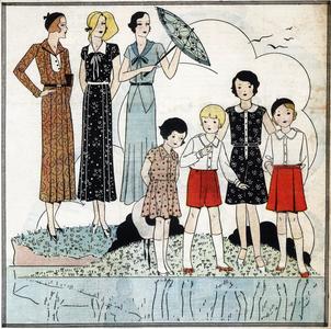 Fashion feminine et enfantine francaise, 1931. In “Le petit echo de la mode”, 1931.