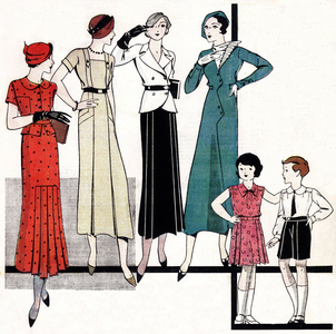 Fashion feminine et enfantine francaise, 1932. In “Le petit echo de la mode”, 1932.