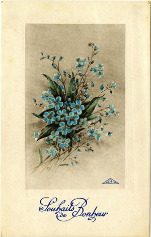 Postcard “Wishes of happiness”” with flowers.