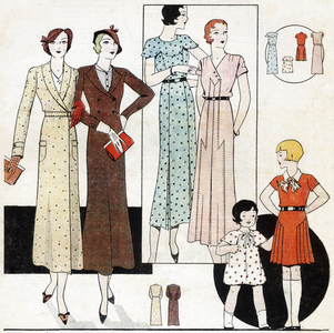 Fashion feminine et enfantine francaise, 1932. In “Le petit echo de la mode”, 1932.