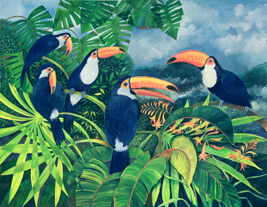 Toucan Talk (acrylic inks on paper) 1999