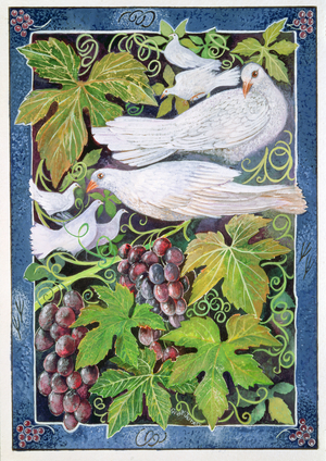 Doves, 1996 (acrylic ink, gouache)