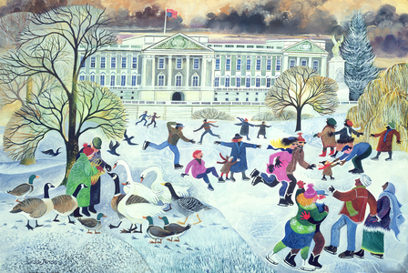 Skaters at St. James's Park (watercolour & gouache on paper)