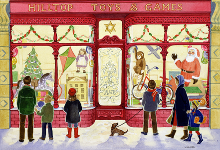 Hilltop Toys and Games (watercolour)