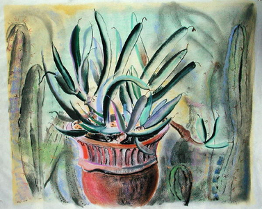 Succulent in Lustre Ware Pot, 1959 (pastel)