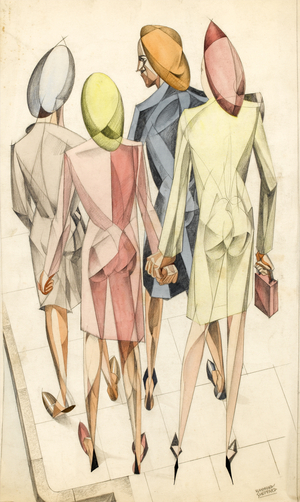 Women Walking, c.1940 (pencil & w/c on paper)