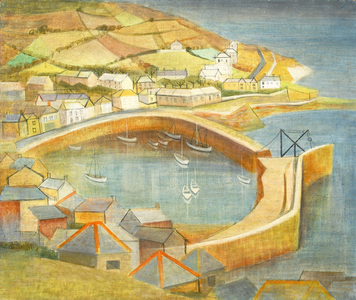 Mousehole, Cornwall, c.1950 (oil on board)