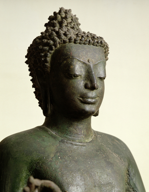 Standing Buddha, from Buriram (bronze) (detail)