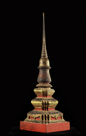 Model of a chedi or reliquary tower (wood)