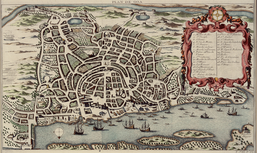 Map of Goa, from 'Histoire generale des voyages', 1750 (colour engraving)