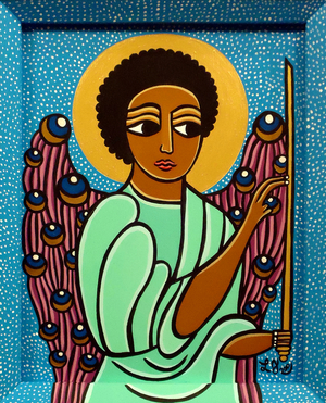 Guardian Angel (peacock), 2010 (acrylic on canvas)