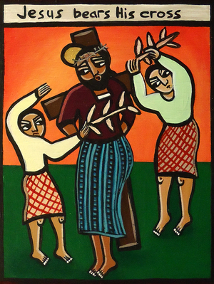 Jesus Bears his Cross, 2006 (acrylic on canvas)