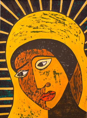 Black Madonna, 2004 (woodcut print in oils)