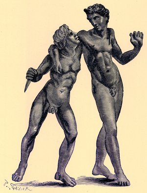 Group in bronze found at Palestrina (Praeneste), illustration from 'History of Rome' by Victor Duruy, published 1884 (digitally enhanced image)