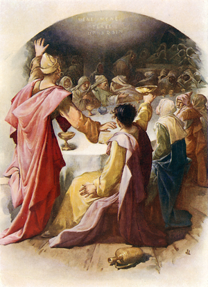 Belshazzar sees the writing on the wall
