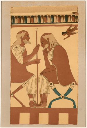 Two old men weeping for the dead