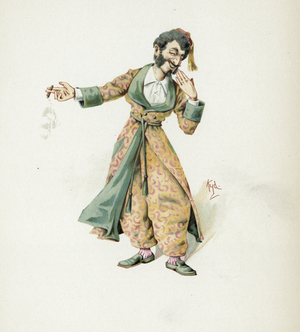 Mr. Mantalini, illustration from 'Character Sketches from Charles Dickens', c.1890 (colour litho)