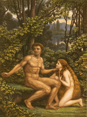 Adam and Eve, with Eve showing her obedience