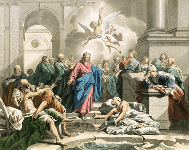 Jesus curing an impotent man at the pool of Bethesda