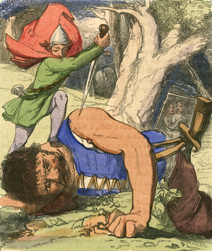 Jack kills a giant with his sword of sharpness