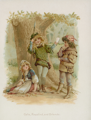Celia, Rosalind and Orlando from Shakespeare's As You Like It