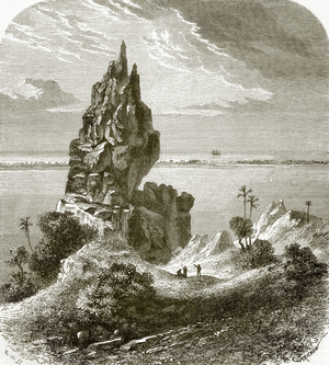 Pinnacle and coral reef, Bora-Bora