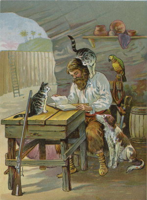 Robinson Crusoe at home in the castle