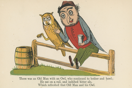 "There was an Old Man with an Owl, who continued to bother and howl", from 'A Book of Nonsense', published by Frederick Warne and Co., London, c.1875 (colour litho)