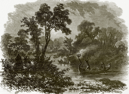 Salteaux Indians fire-fishing