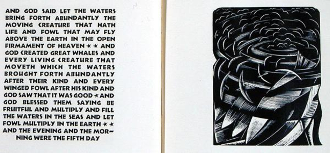 Fishes, from the 'Book of Genesis', 1924 (woodcut print)