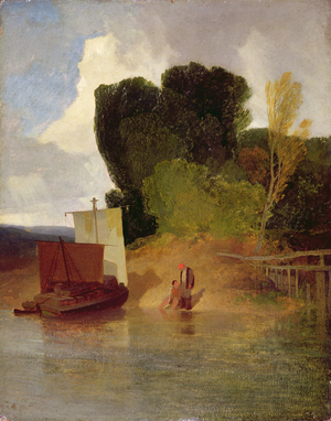 On the River Yare (oil on panel)