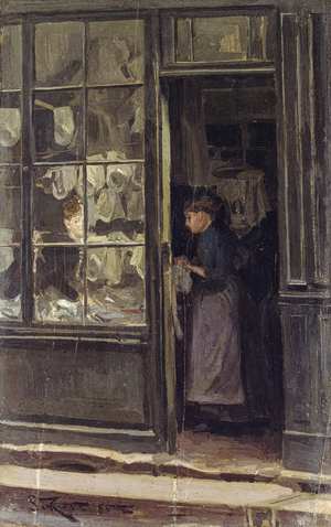 The Laundry Shop, 1885 (oil on panel)