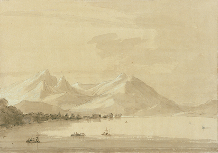 Lake Como (pencil and wash on paper) (pair of 111238)