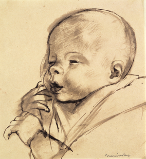 A Baby (pen & ink wash on paper)